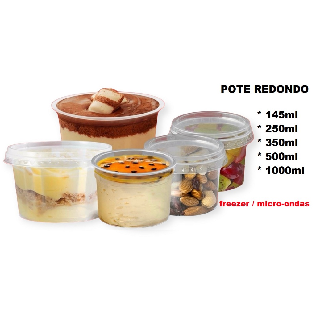 Kit 25 Unidades De Pote Plástico Redondo Descartável Freezer Micro