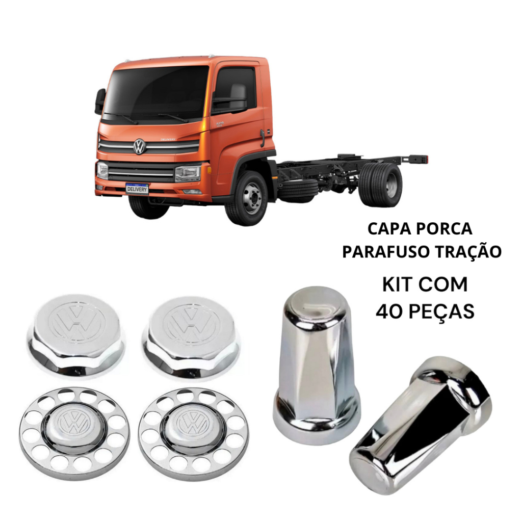 Kit Sobre Tampa Do Cubo Cromado Caminhão Vw Delivery Acima de 2018