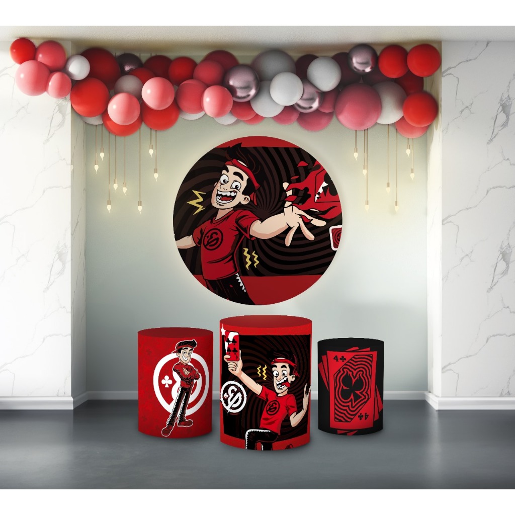 Kit Capa Painel Redondo Capa Cilindro Tema Enaldinho para Decoração