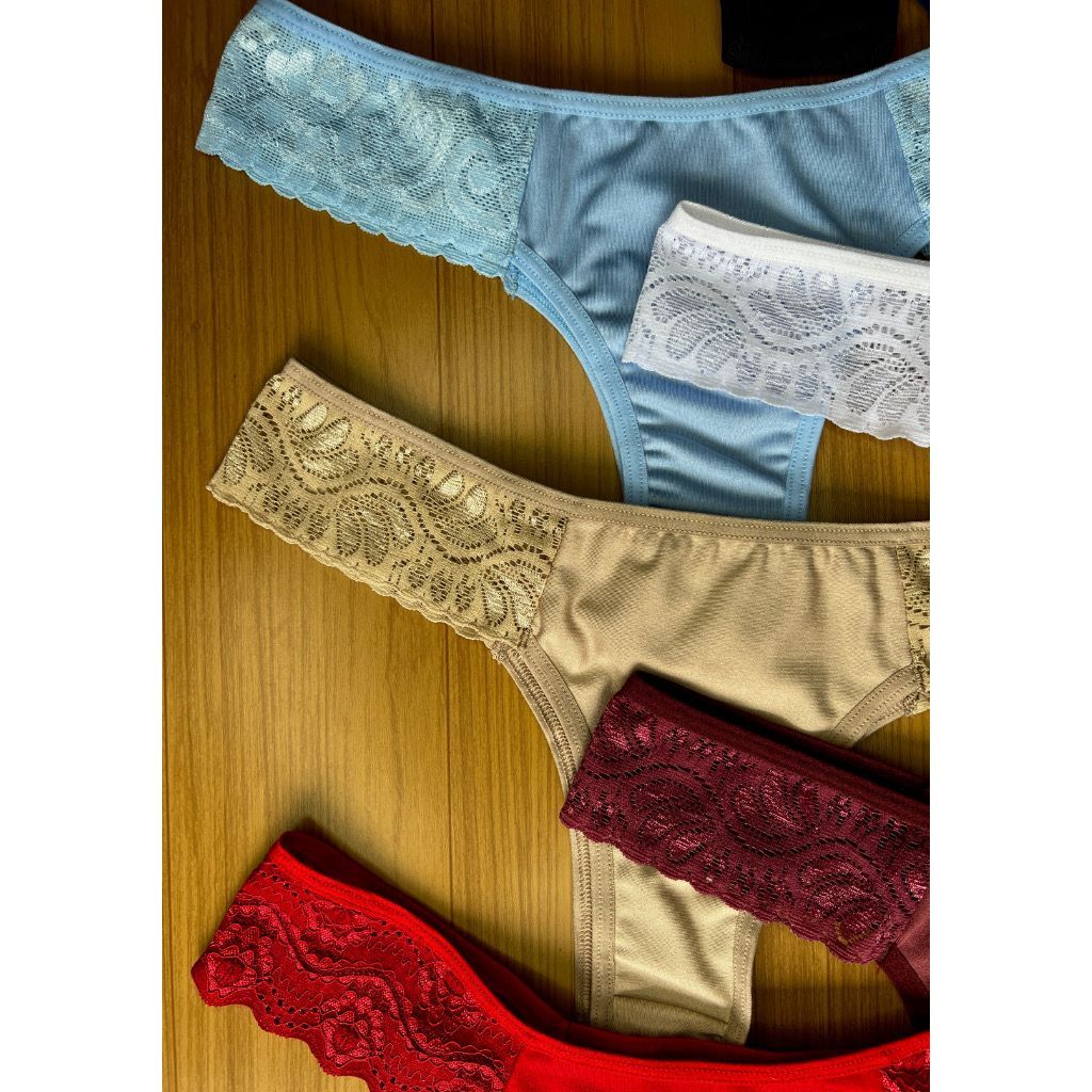 Kit Calcinhas Lateral De Renda Fio Dental Lingerie Sexy Shopee Brasil