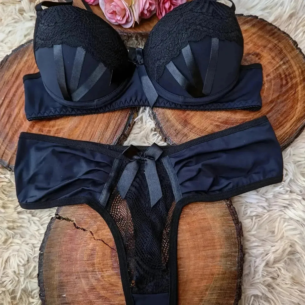 Conjunto Jenifer Lingerie De Luxo Calcinha Fio Dental Langerie Sensual