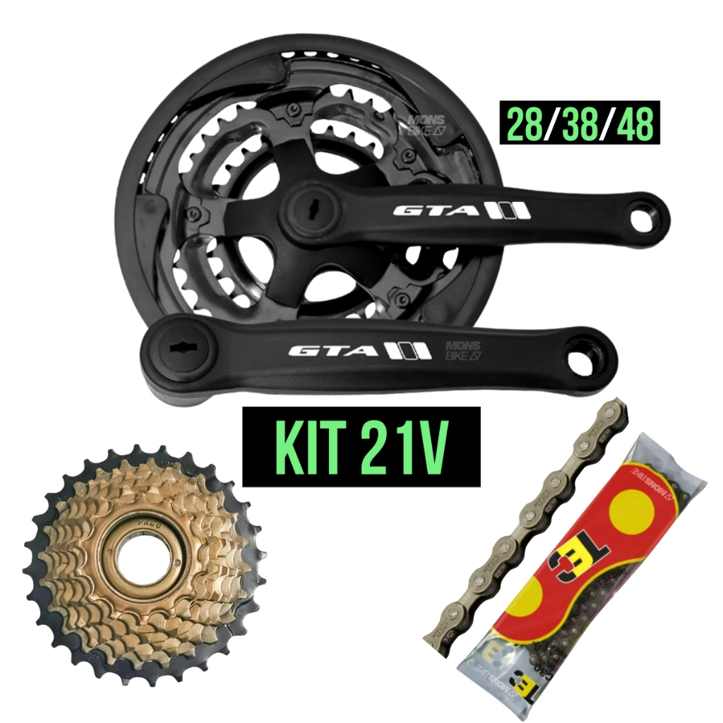 Kit Pedivela Coroas Catraca Corrente V Marchas Index Bike