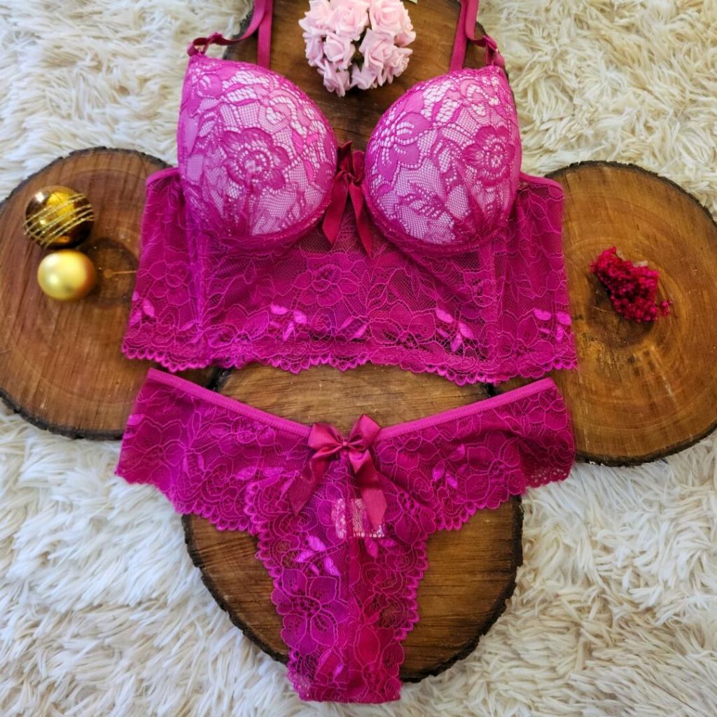 Conjunto Bicolor Bojo Lingerie De Luxo Calcinha Fio Dental E