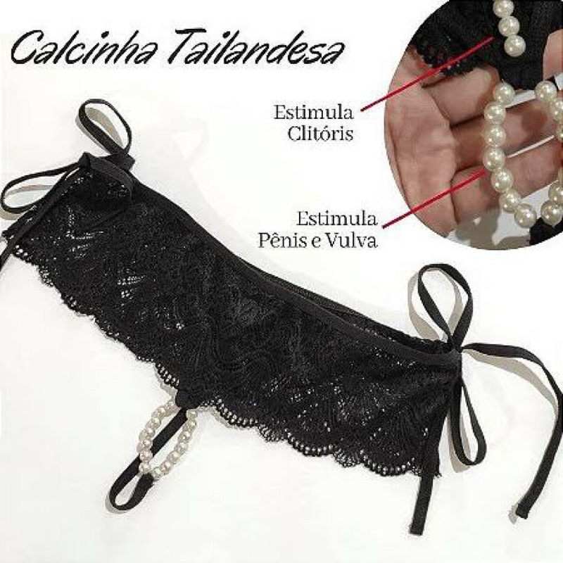 Kit Lingerie Sexy Fio Dental Chupe Antes De Usar Calcinha Tailandesa