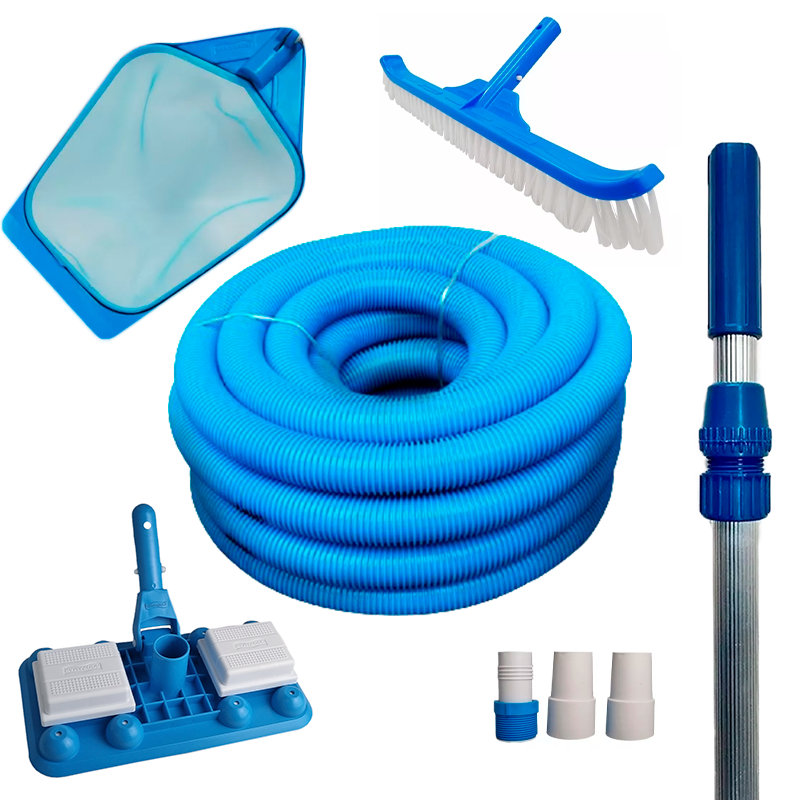 Kit Limpeza Piscina Aspirador Peneira Escova Mangueira 4 Metros Mais