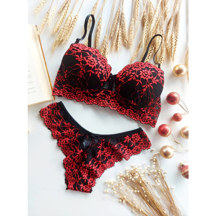 Conjunto Lingerie Blogueirinha Luxo Sutiã E Calcinha Pimenta Rosa