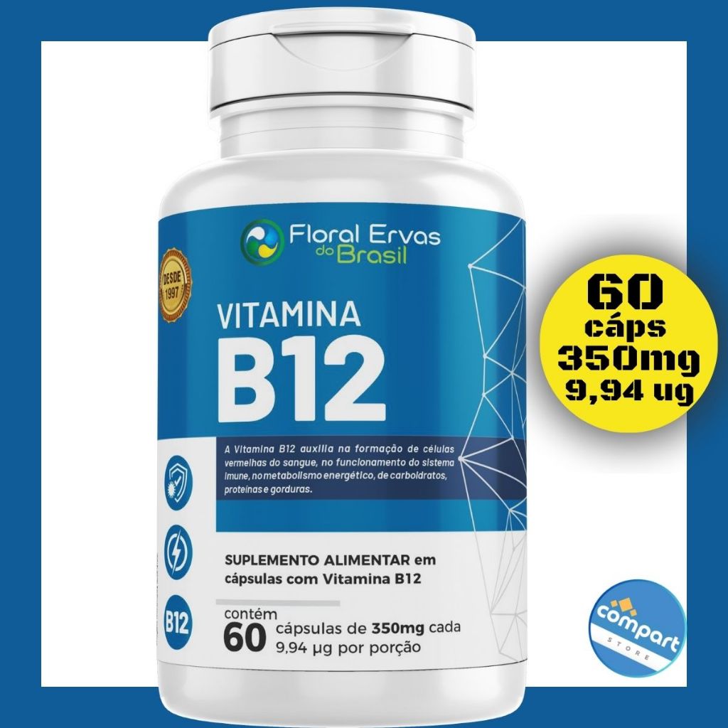 Vitamina B12 Metilcobalamina 414 IDR 9 94ug 350mg 60 Cápsulas Floral