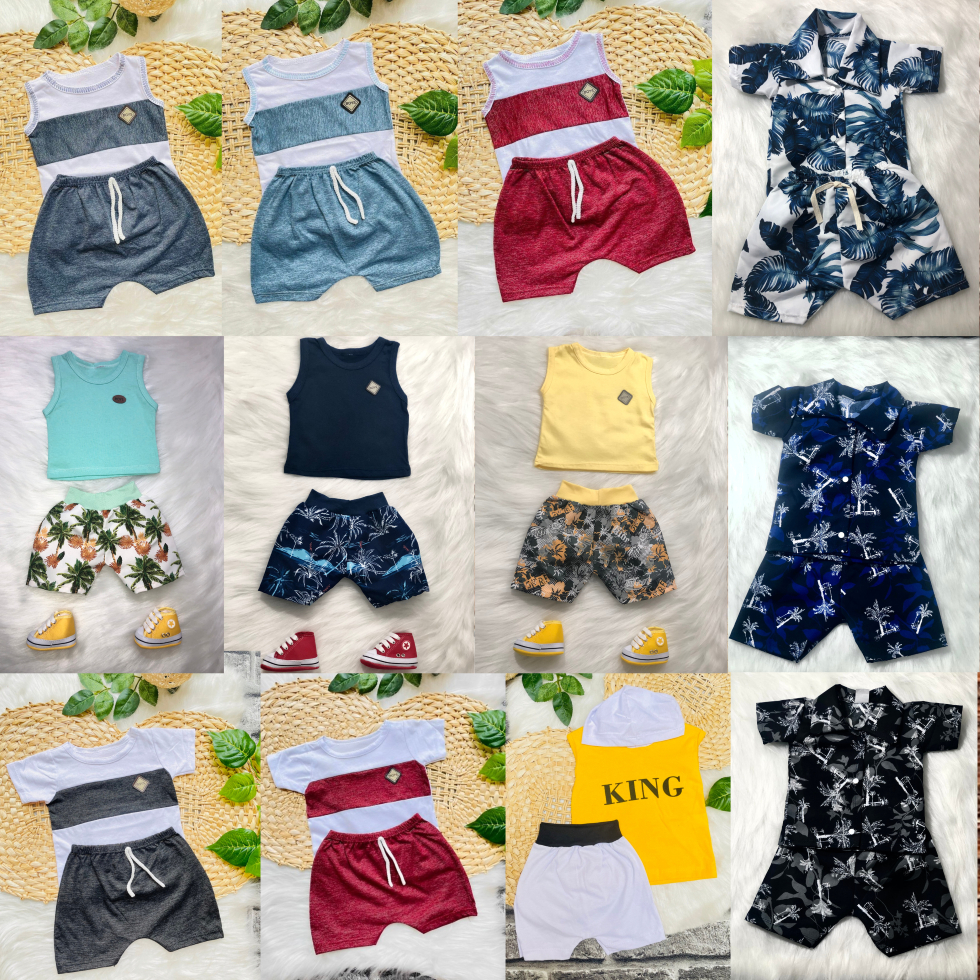 Kit Sortido Pe As Para Beb Menino Camisetas Bermudas