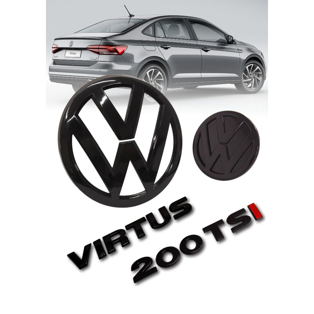 Kit 4 Emblemas Black Vw Grade Mala Traseira Virtus 200 Tsi Shopee Brasil