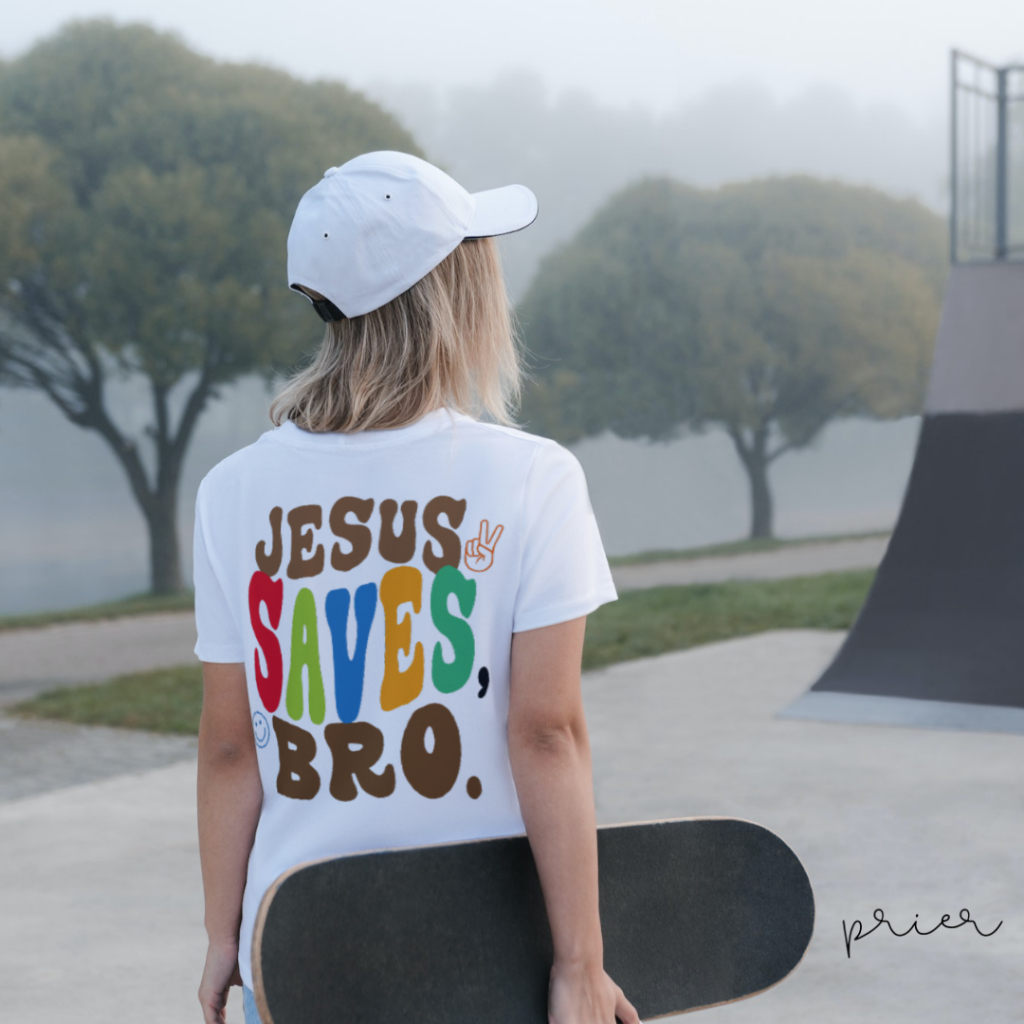 Jesus Saves Bro Camiseta Evangélica Oversized Streetwear Marca Cristã