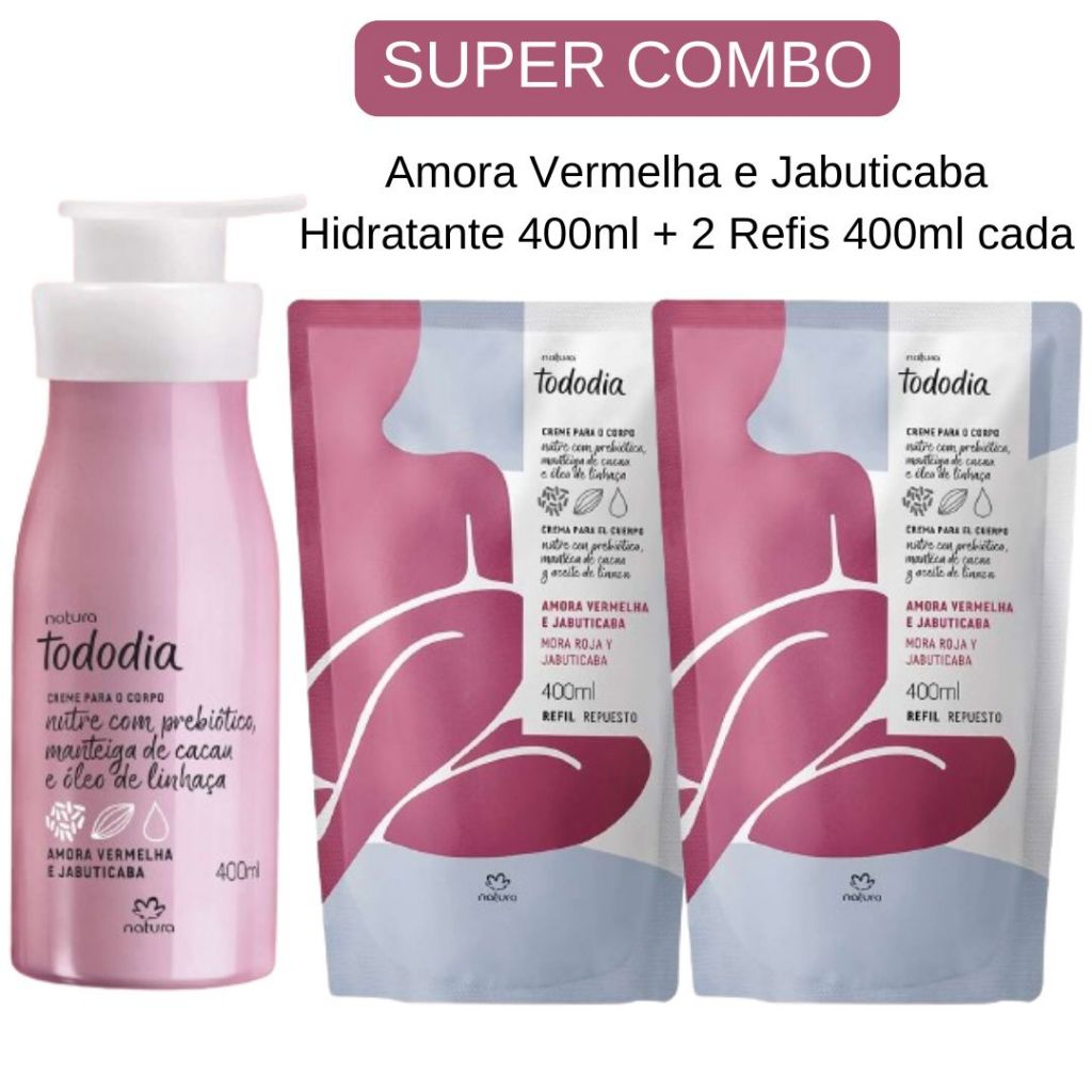 Kit Creme Hidratante Para O Corpo Amora Vermelha E Jabuticaba 400ml 2