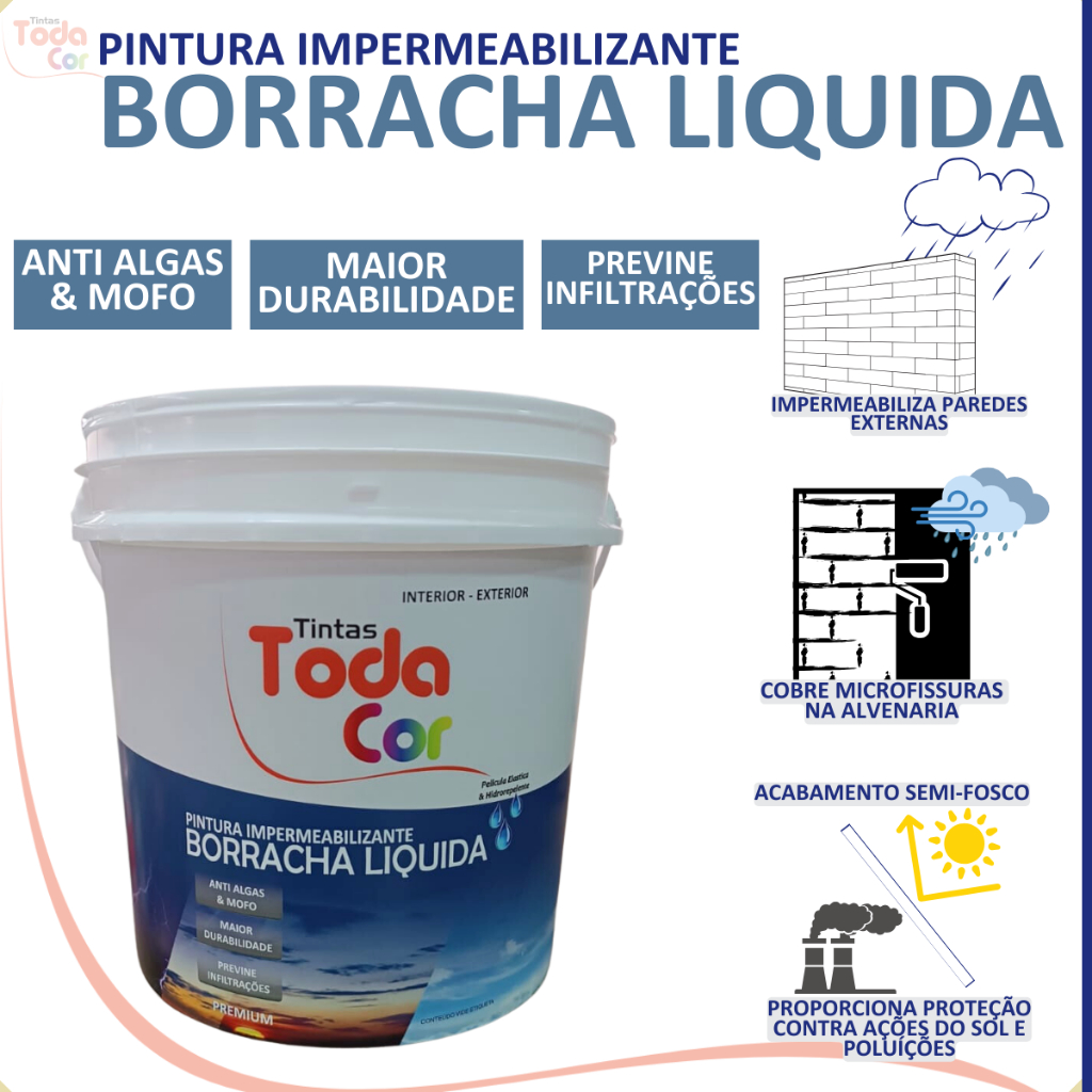 Tinta Borracha Liquida Parede Impermeabilizante L Toda Cor Branco