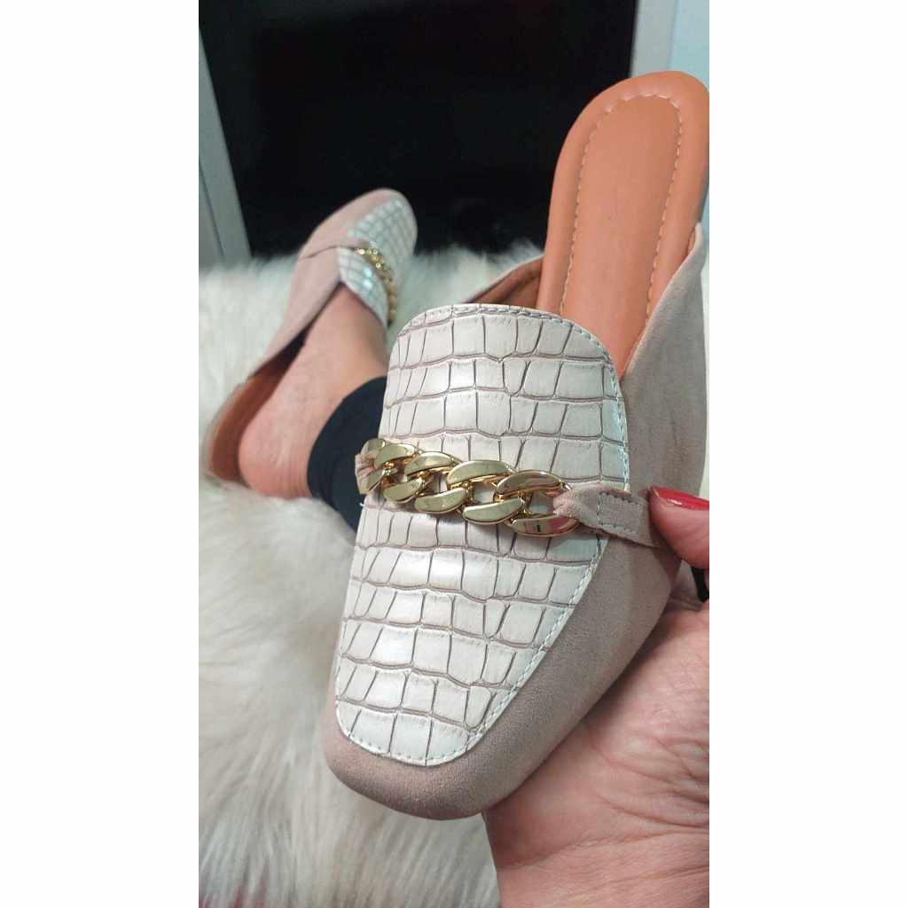Mule Cor Nude Pala Croco Corrente Shopee Brasil