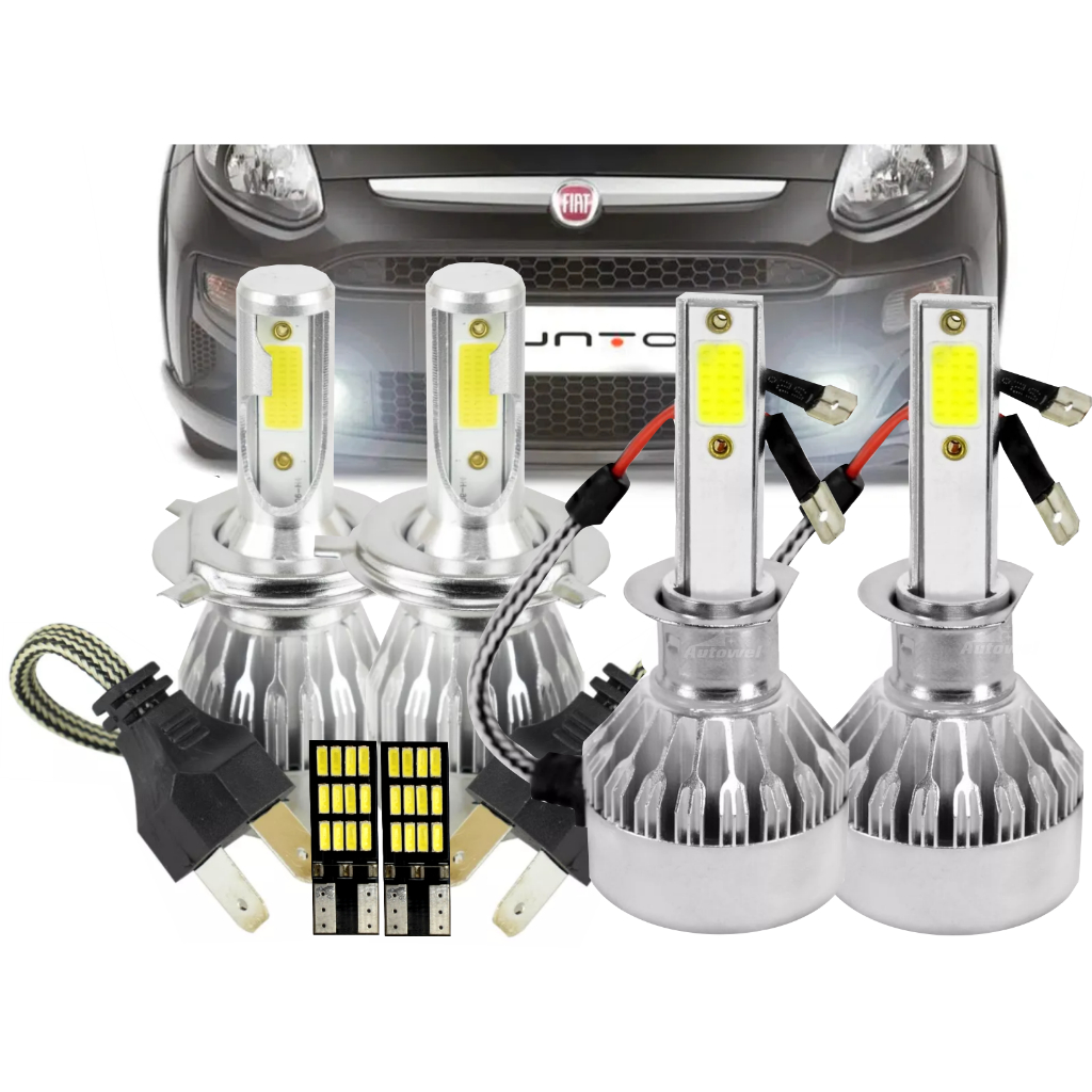 Kit Lâmpadas Super Led Farol Fiat Punto 2008 2009 2010 2011 2012 2013