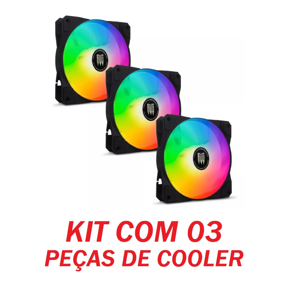 Kit Pe As Cooler Fan Led Rgb Pc Gabinete Cpu Gamer Pinos Molex