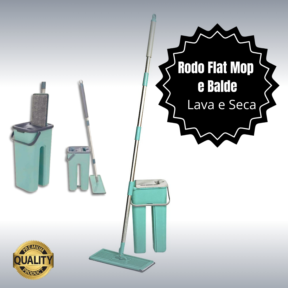 Kit Rodo Flat Mop E Balde Lava E Seca Profissional 1 Refil Shopee