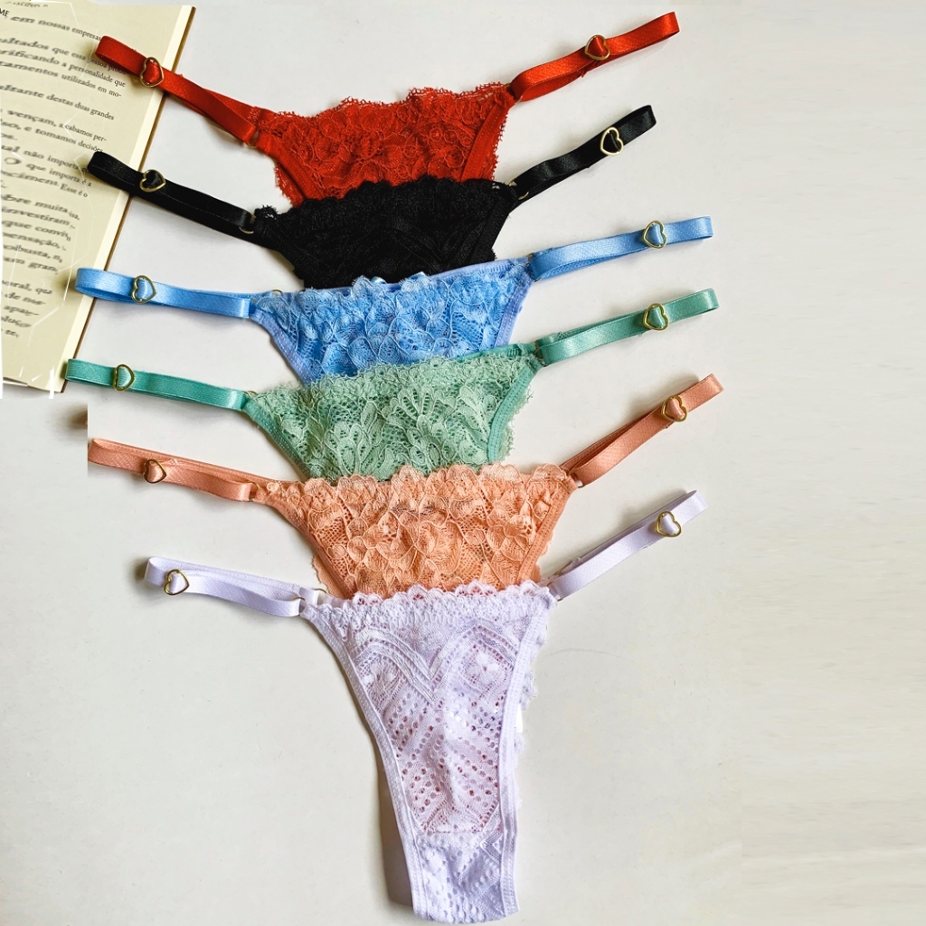 Kit Calcinhas Renda Regulagem Luxo Fio Dental Lingerie
