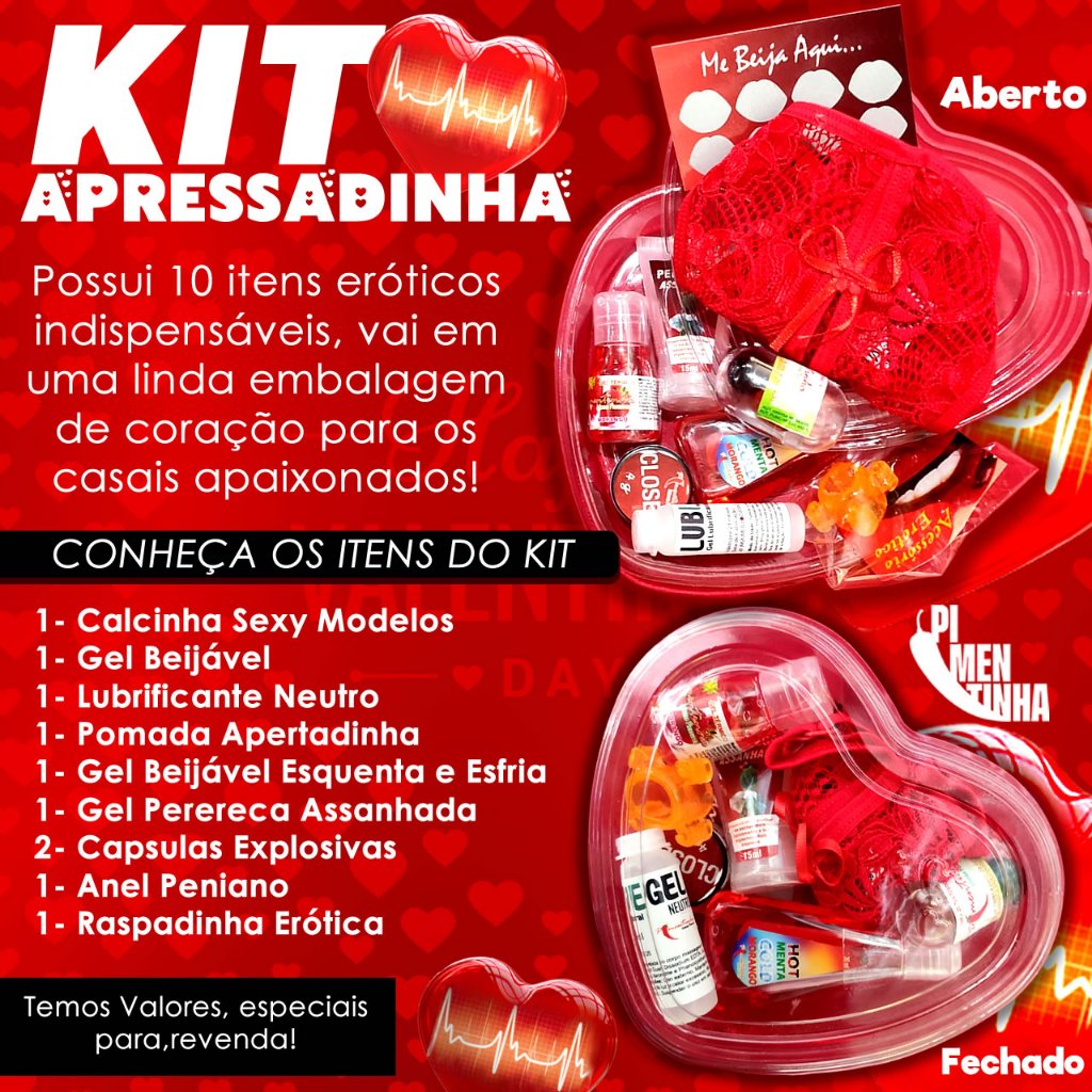 Kit Apressadinha Cora O Itens Sex Shop Calcinha Gel Comestivel