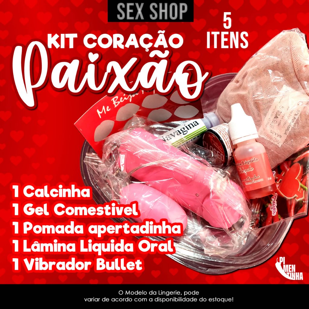 Kit Erótico Paixão Sex Shop 7 itens Calcinha Gel comestivel Pomada