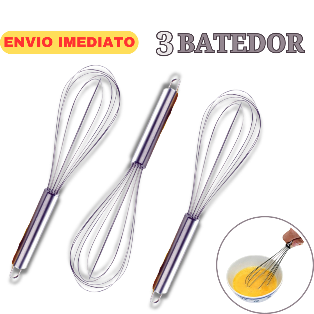 Batedor De Ovos Bolo Manual Inox Fue Profissional Fouet Fuet 25 Cm Para