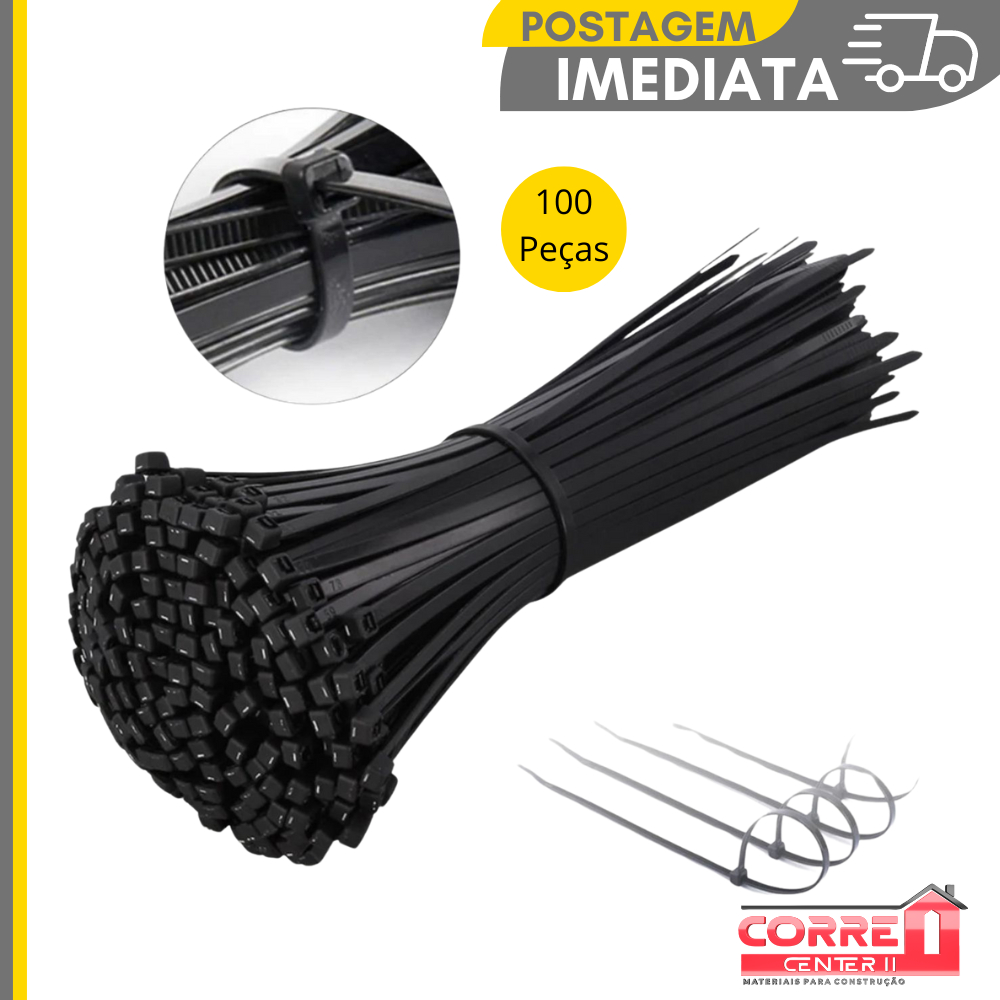 Kit Cintas Plasticas Abracadeira Nylon Enforca Gato Preto V Rias