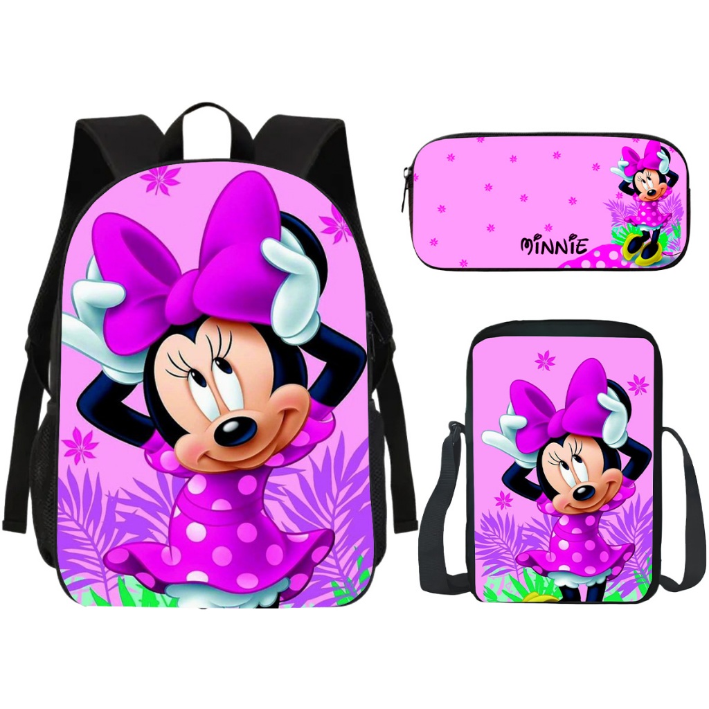 Kit Mochila Estojo E Lancheira Escolar Ratinha Rosa Mouse Infantil