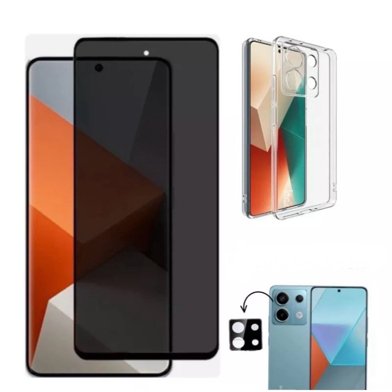 3X1 Xiaomi Redmi Note 13 Pro 5G Película Frontal Privacidade Vidro 3D