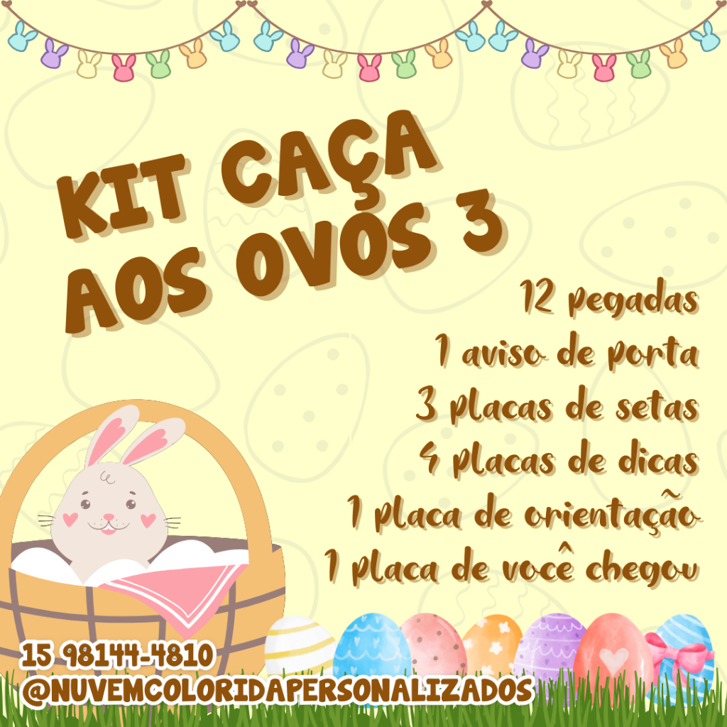 Kit Personalizado Ca A Aos Ovos Fofurinhas De P Scoa Coelho De