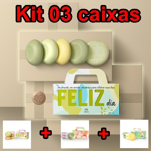 Sabonete Em Barra Natura TodoDia Sortidos Feliz Dia Kit 03 Caixas