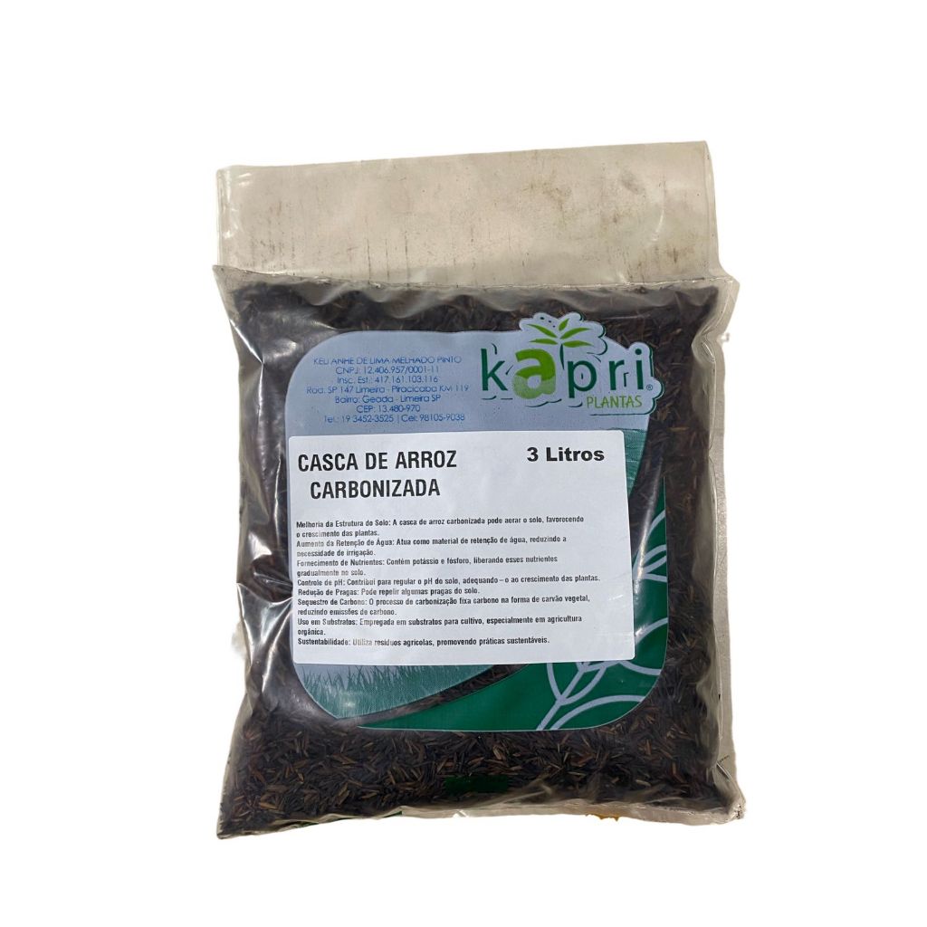 Casca De Arroz Carbonizada Litros Para Suculentas Cactos G