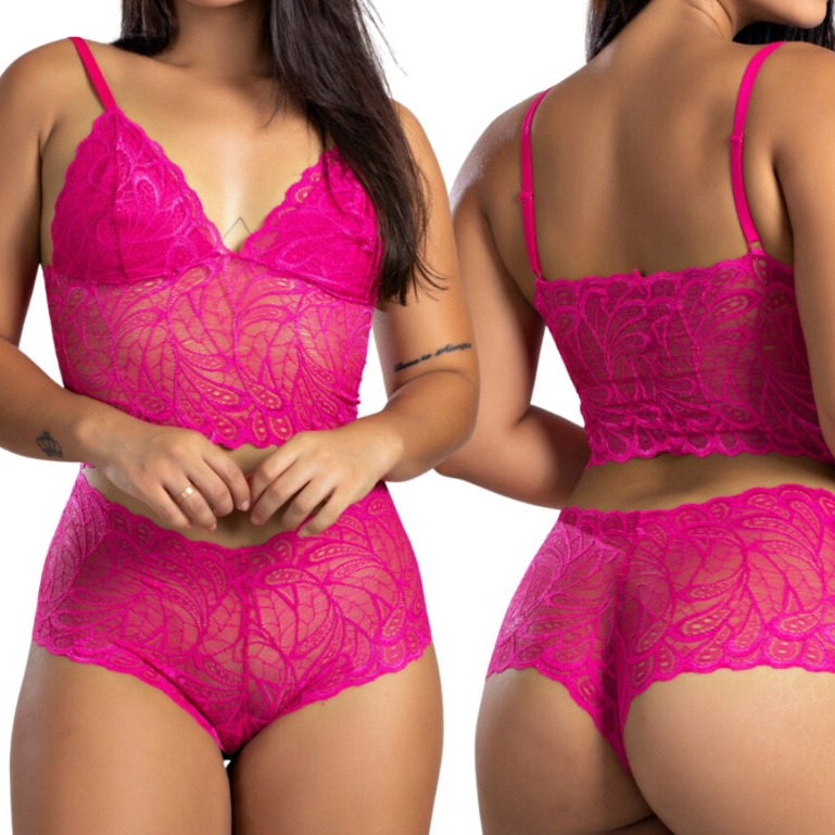 Espera Marido Conjunto Renda Feminino Adulto Lingerie Forrado Shopee