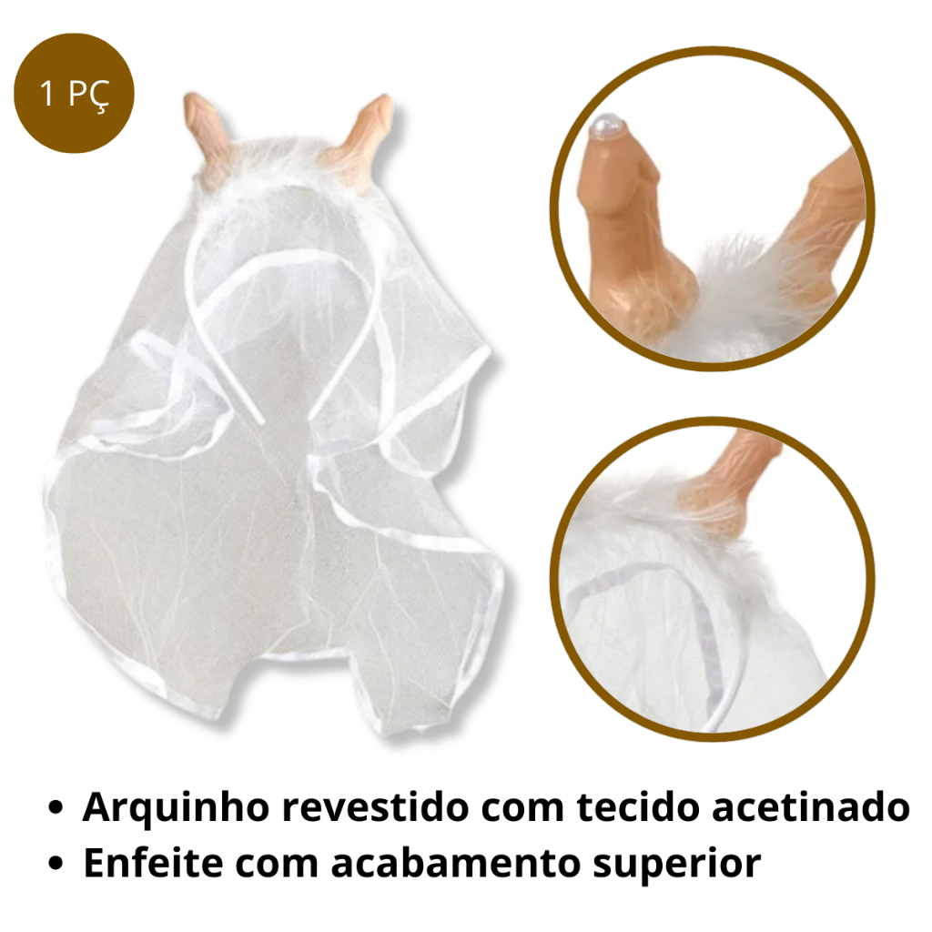 Véu De Noiva Erótico Decorado C Pinto Chá de Lingerie Acessório