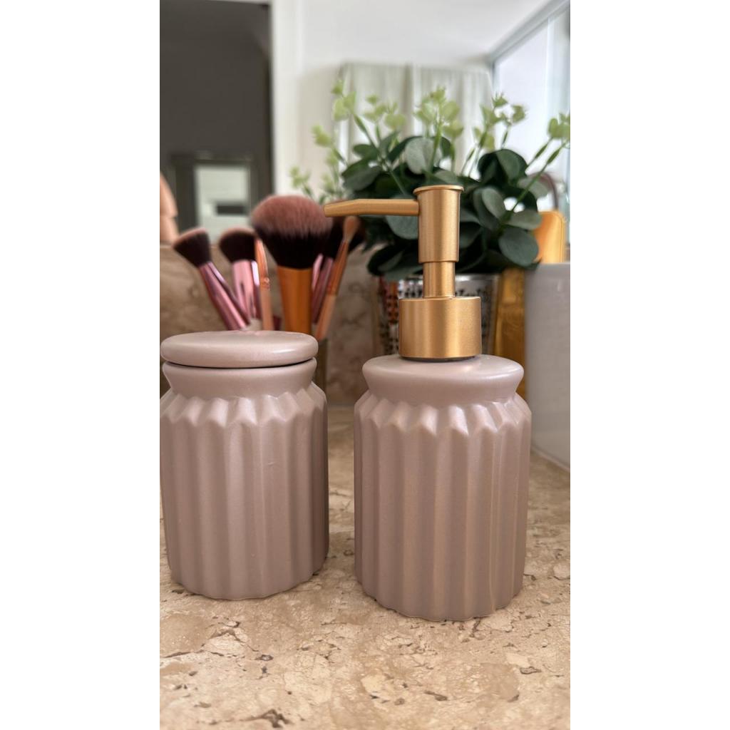 Kit Para Banheiro De Porcelana Nude Shopee Brasil