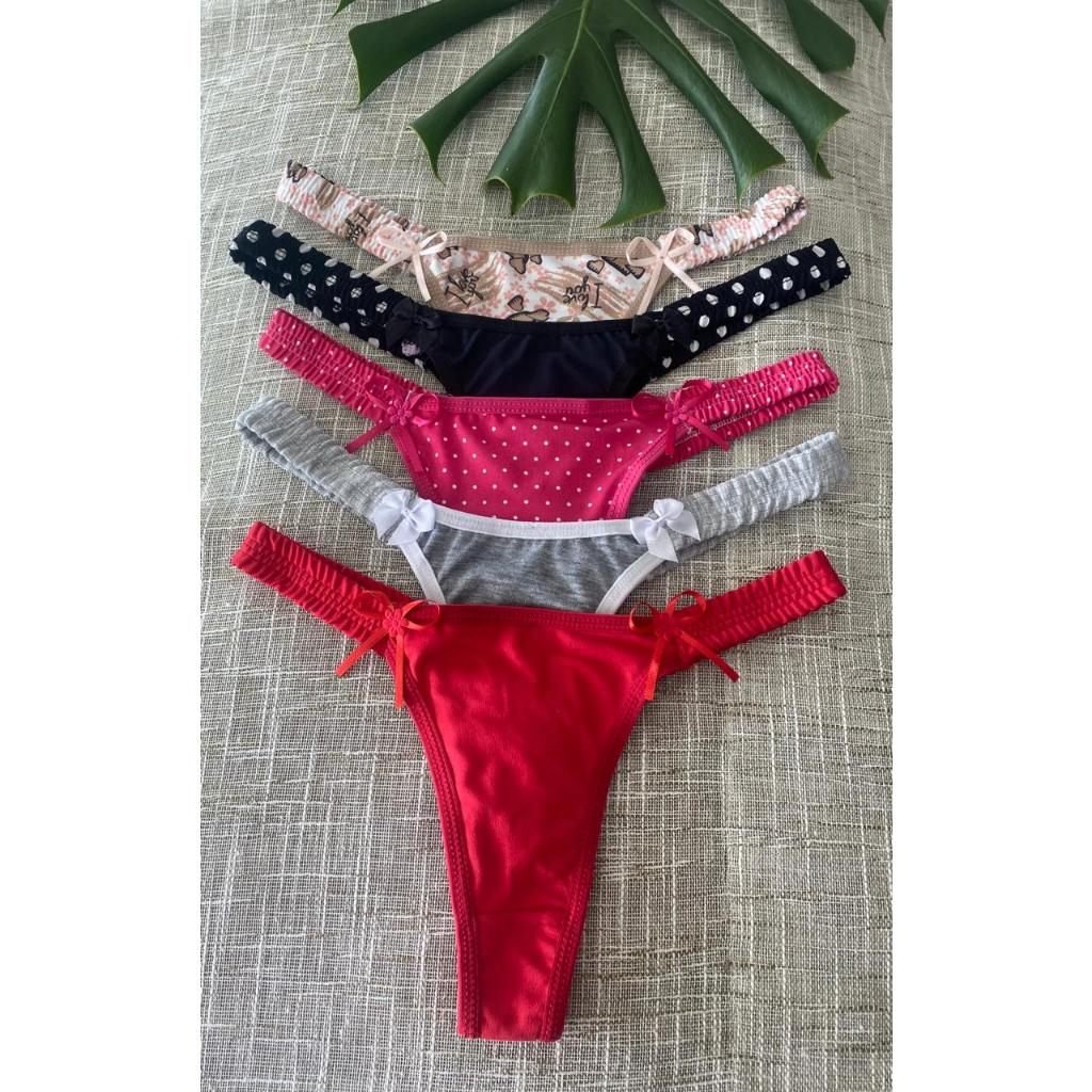 Kit 05 Calcinha Fio Dental Tanga Feminina Lingerie Sexy Shopee Brasil