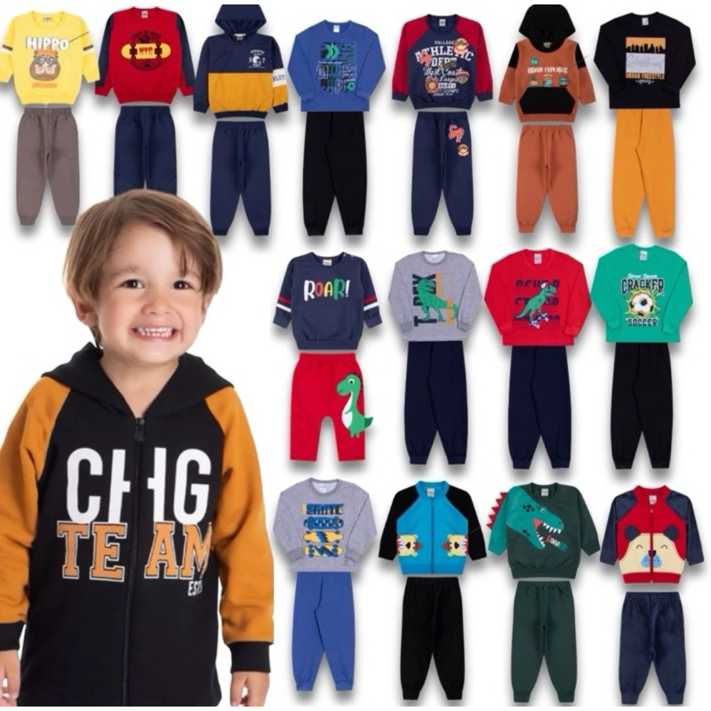 Kit Sortidos 12 Peças de Roupas Masculino Infantil Inverno 6 blusas