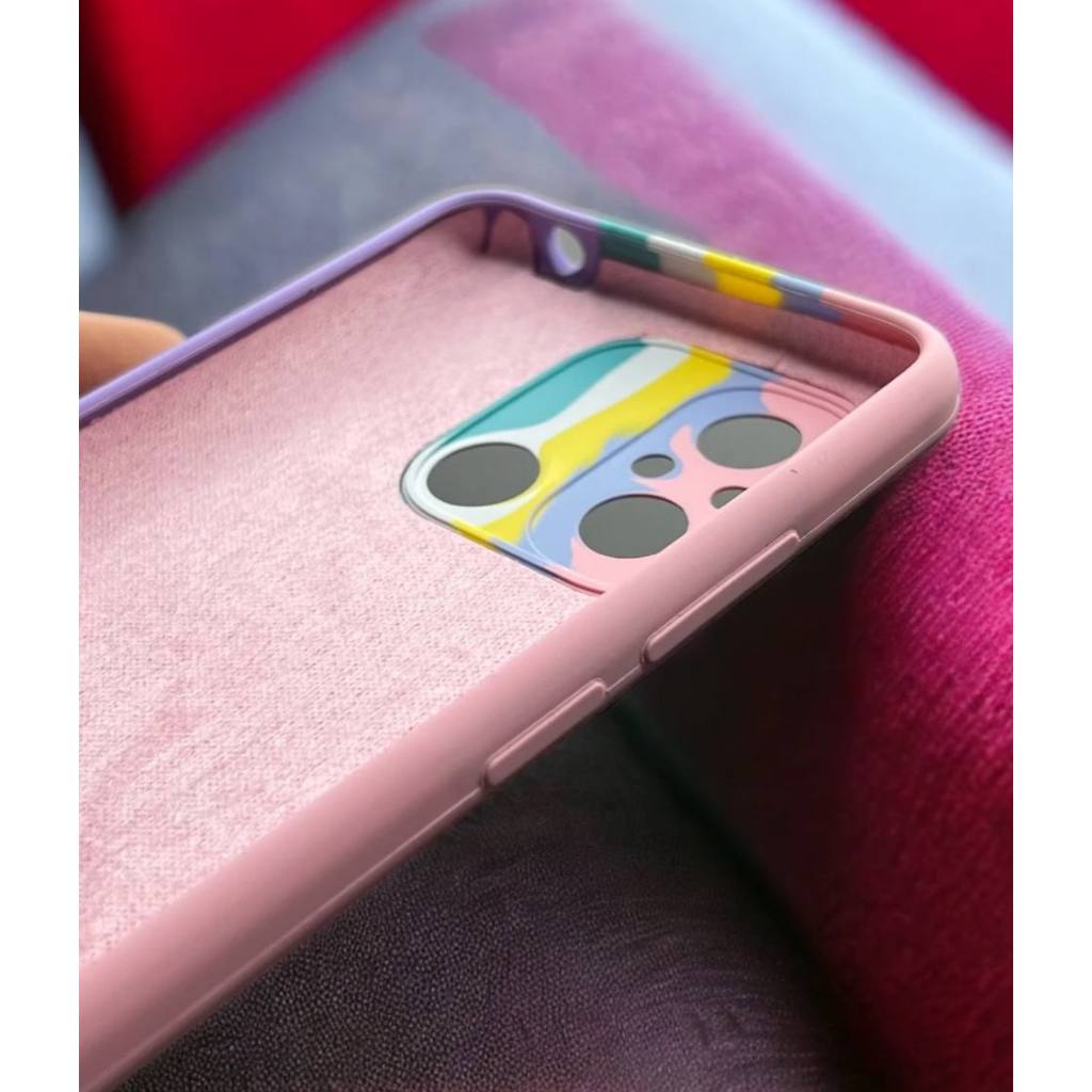 Capa Capinha Arco iris silicone Câmera Aveludada Poco M3 Redmi 9T Note