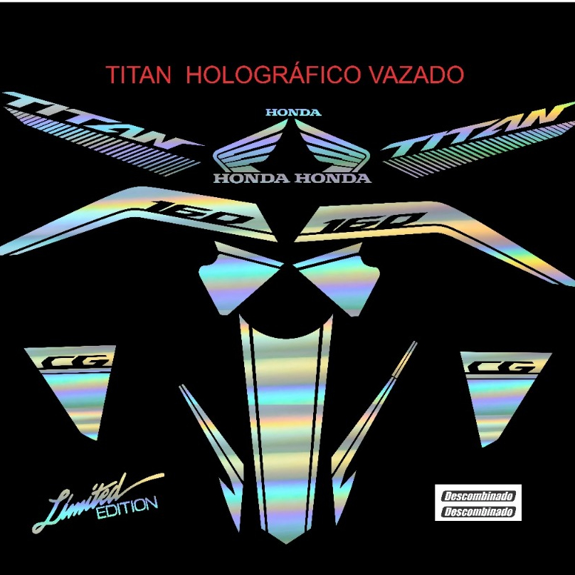 Kit Adesivos Hologr Fico Cg Ate Titan Cargo Fan Start