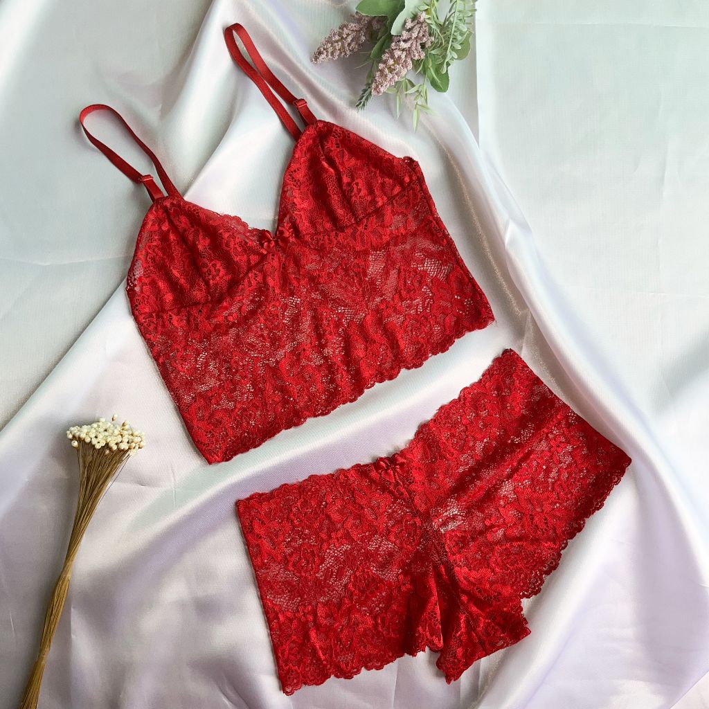Conjunto Feminino Espera Marido Renda Cale On Forro Sem Bojo Lingerie Shopee Brasil