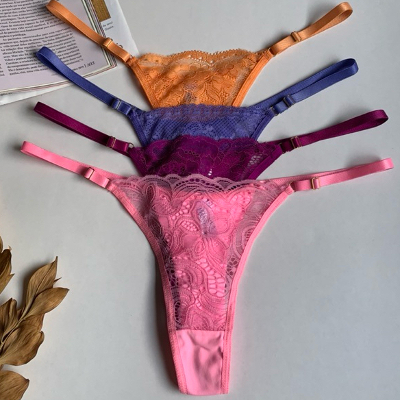 3 Calcinhas Renda Kit Fio Dental Duplo Renda E Microfibra Lingerie Sensual Moda Intima Feminina