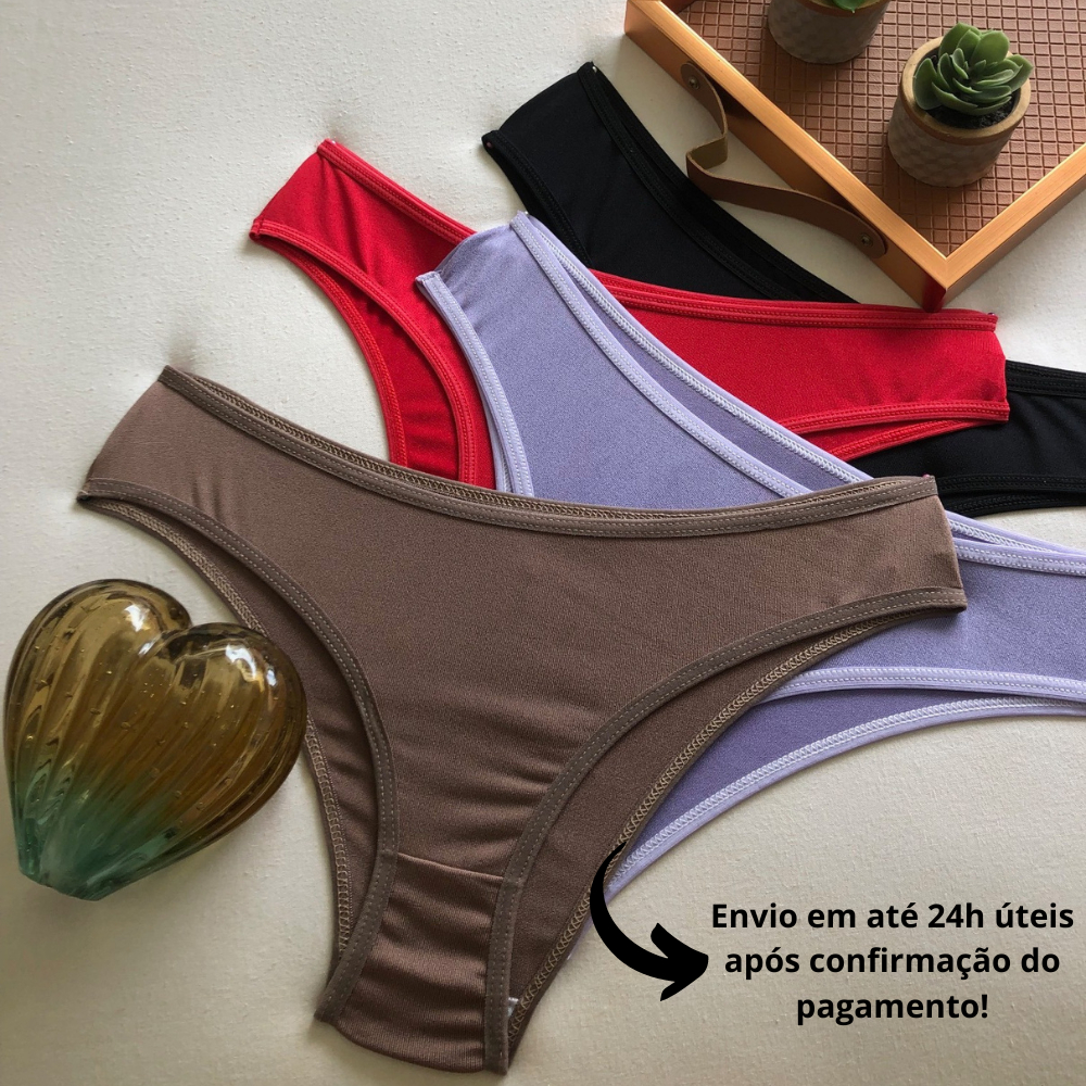 Kit Calcinha Tanga Conforto Microfibra Lisa Lingerie Feminina Asa