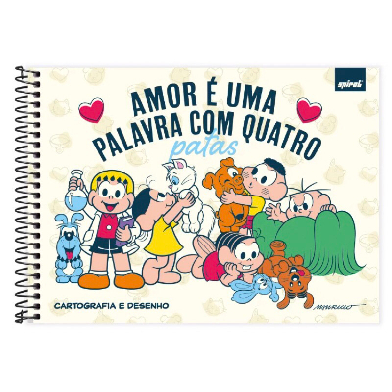 Caderno Cartografia e Desenho Capa Dura 80 Folhas Turma da Mônica Pets