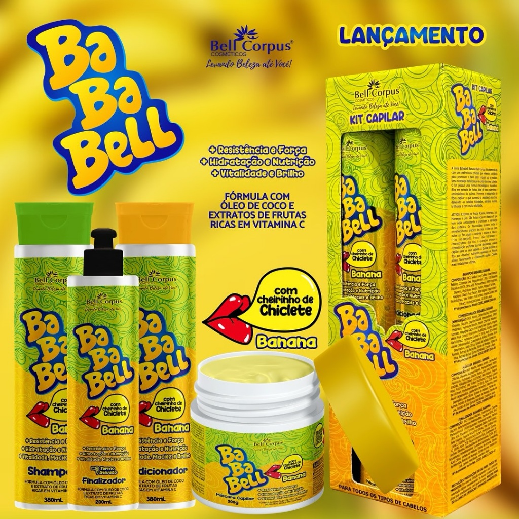 Kit Capilar BabaBell Babaloo Banana C 4 Itens Lançamento Bell