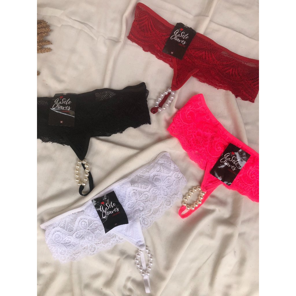 Kit Calcinha Tailandesa Rendada Tanga Fio Dental P Rolas Lingerie