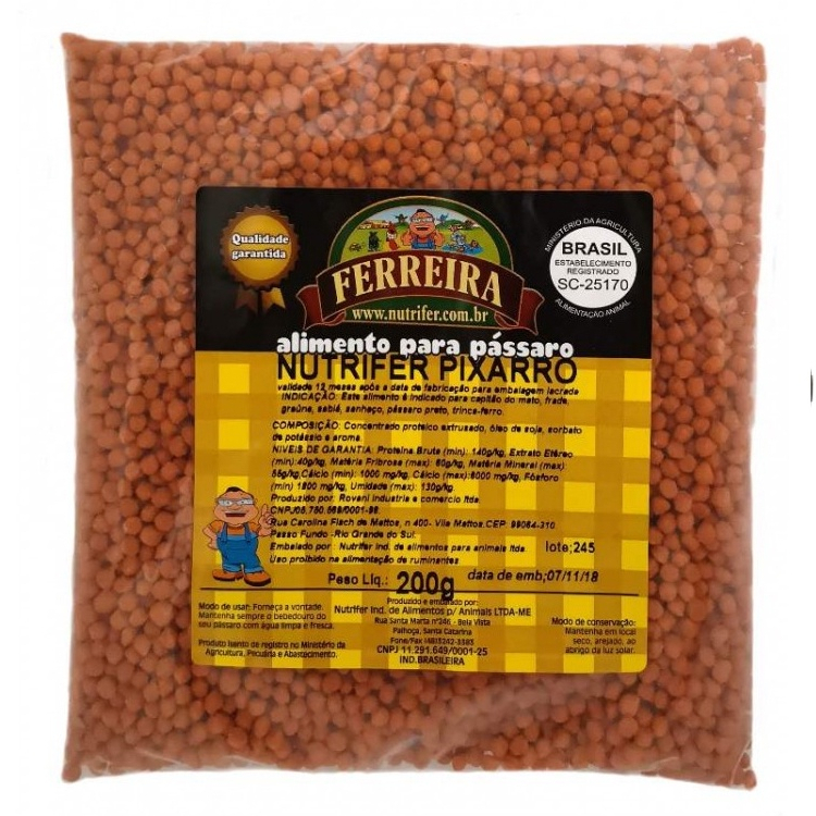 Ração Extrusada para Trinca Ferro Pixarro Laranja Ferreira 500g