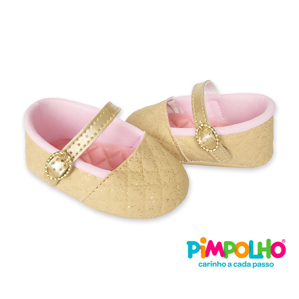 Sapatinho Bebê Pimpolho Sapatilha Nude Glitter Menina Enxoval Shopee