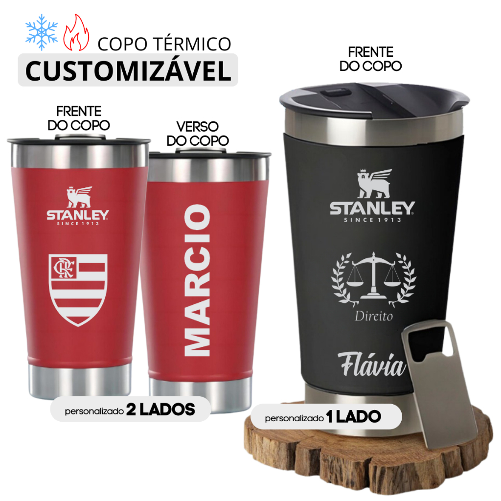 Copo T Rmico Customizado Inox Tampa E Abridor Ml Caf Cerveja