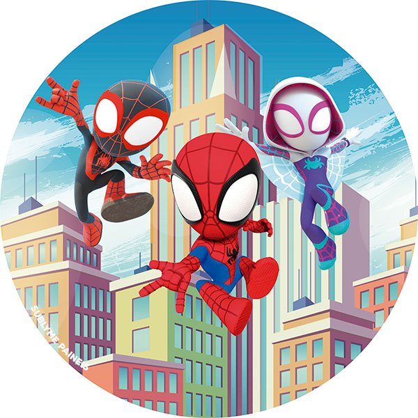 Painel Redondo Festa Spidey E Seus Amigos Espetaculares Em Tecido