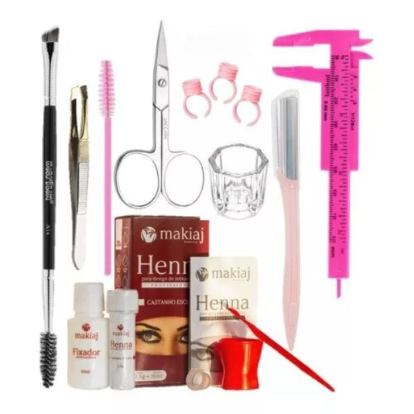 Kit Henna Designer Sobrancelhas Profissional Alto Rendimento e Fixação