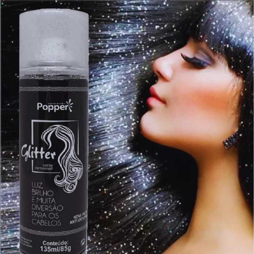 Popper Glitter Spray Para Cabelo e Corpo Alta Fixação Perfeito