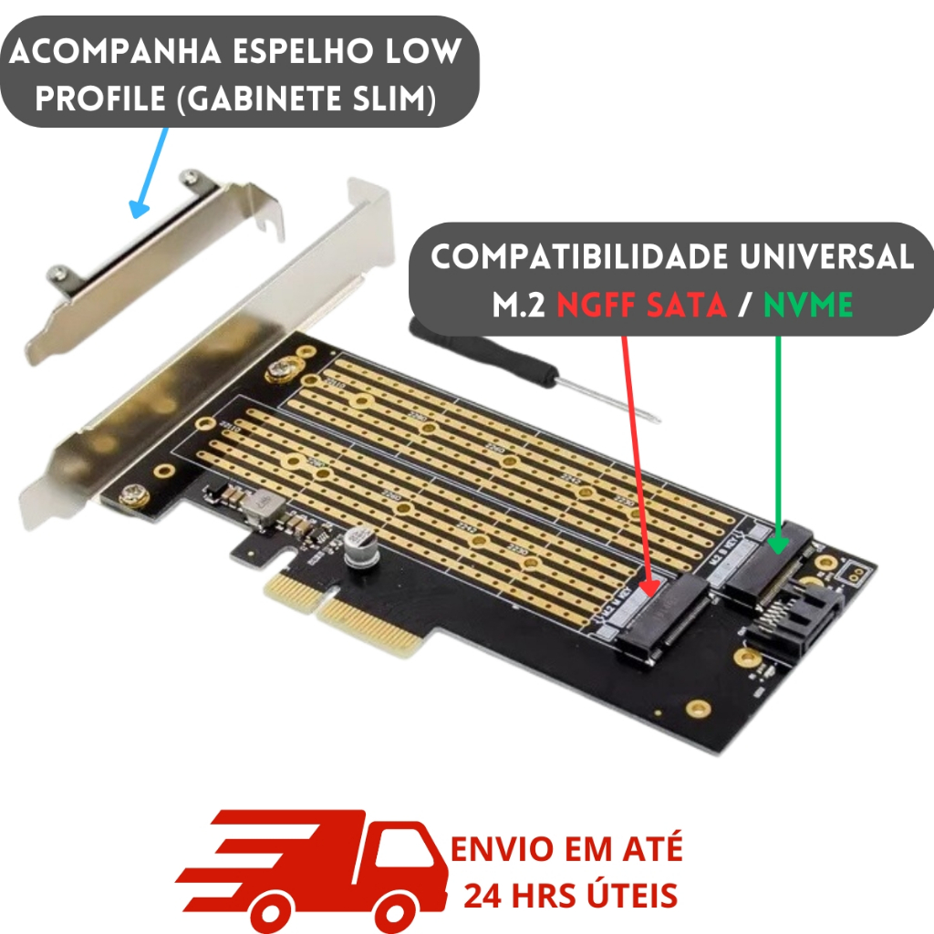 Adaptador Nvme Pcie X X X Dual Ssd M Nvme E M Sata